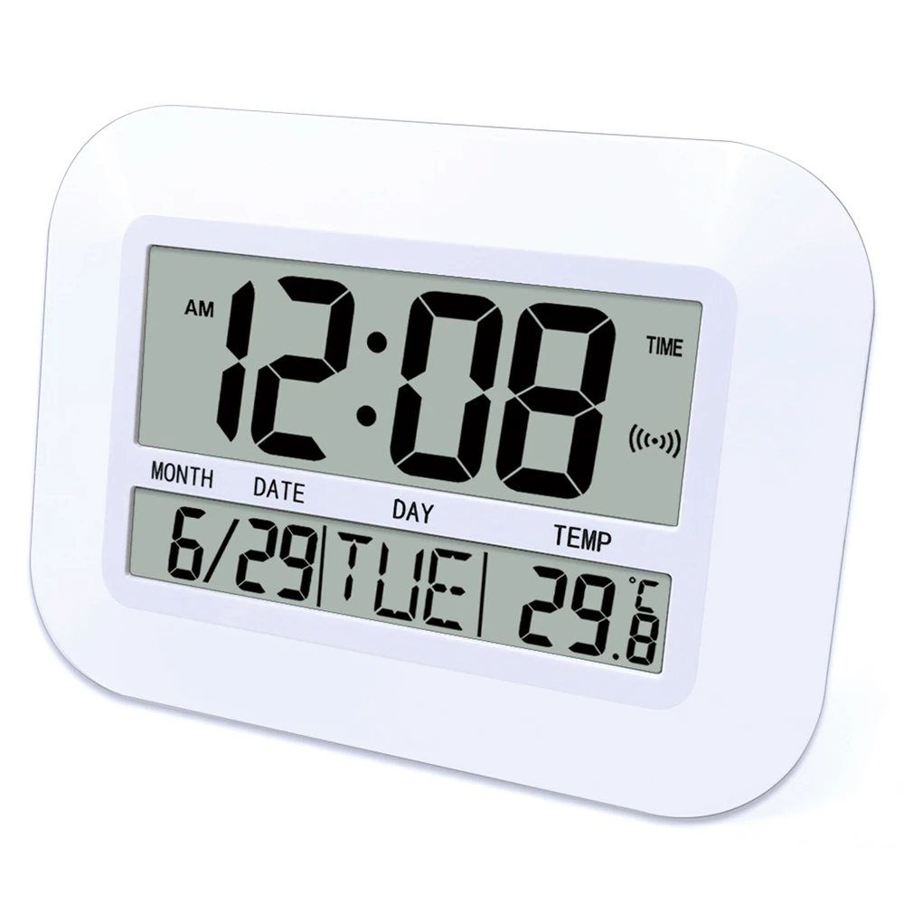 

Цифровые настенные часы на батарейках, простые Большие ЖК-часы-будильник с календарем и датой для дома и офиса