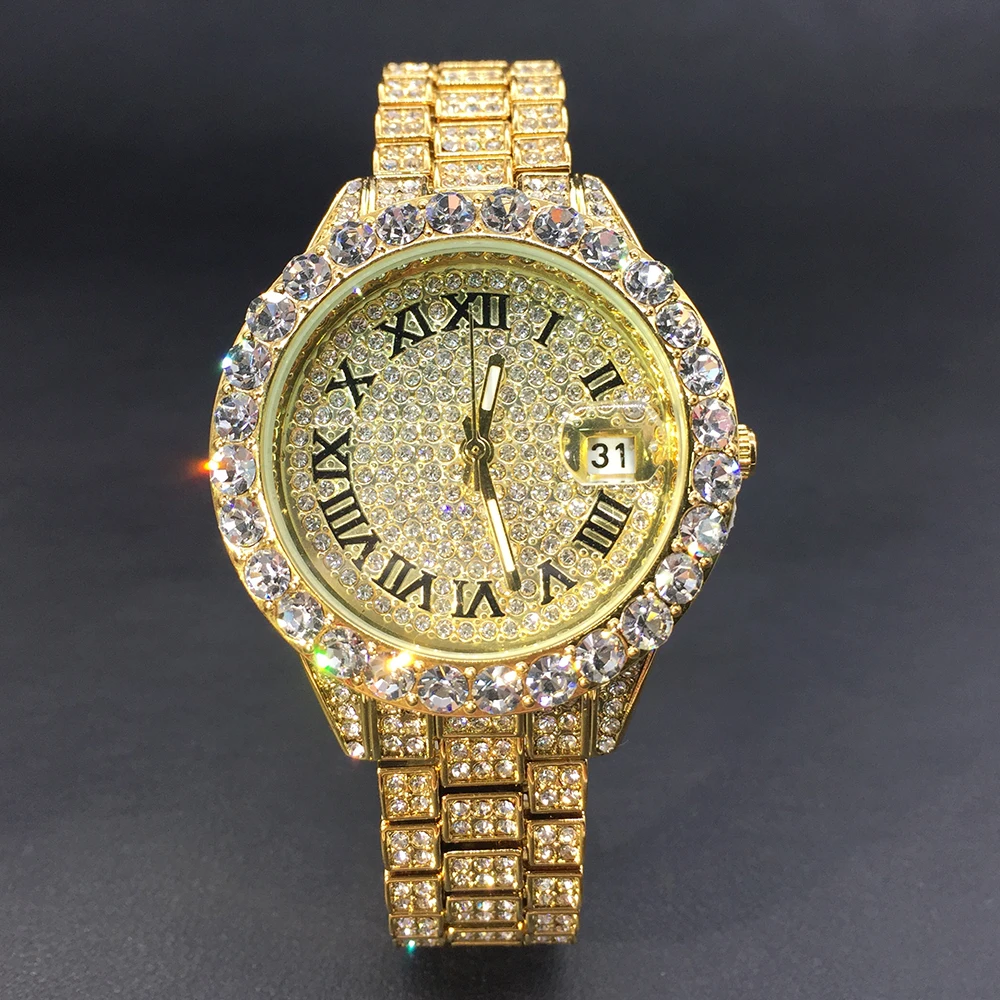 

Женские кварцевые часы MISSFOX, круглые, золотые, римские, маленькие, легкие наручные часы, женские часы с большими бриллиантами, блестящие часы для пар