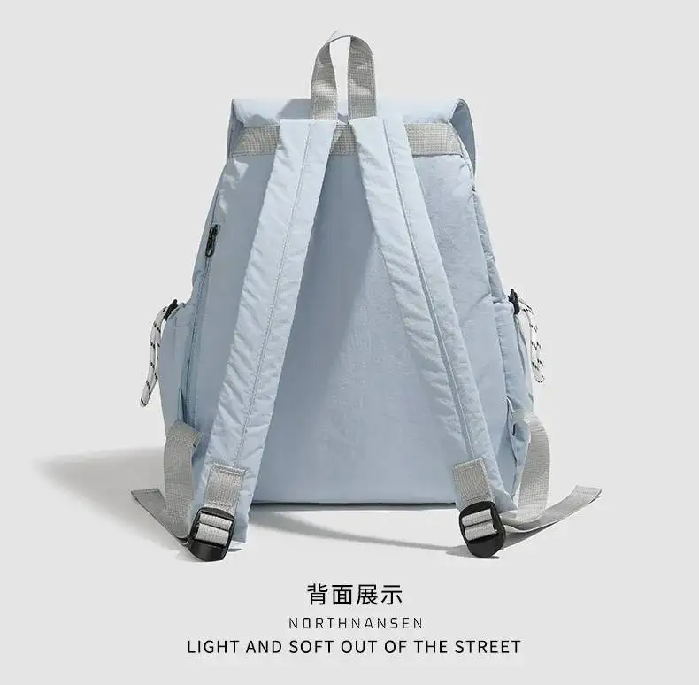 Lässige doppelte Umhängetasche, trendige wasserabweisende Nylontasche, große Kapazität, im Angebot, Persönlichkeit, vielseitiger Studentenrucksack – Detail 7