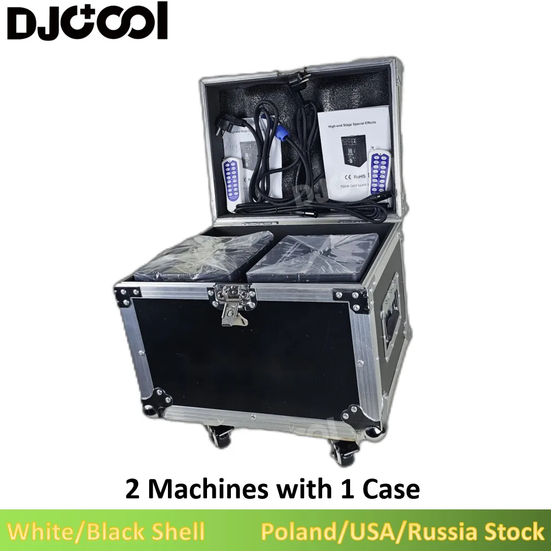Máquina de chispas frías de 750W con estuche de vuelo, fuegos artificiales de boda, máquina de chispa fría, polvo Ti para interiores y exteriores, 2 uds.
