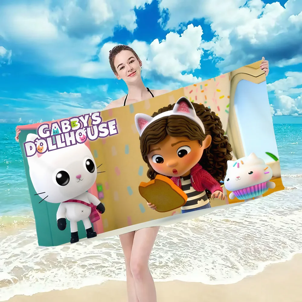 Gabbys Dollhouse pattern beach towel, quick drying and absorbent, The fabric is made of cotton and does not fade