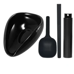 Deluxe Ceramic Coffee Dosing Cup and Spoon Set - Premium Espresso & Tea Accessory Kit (Black Set 3)