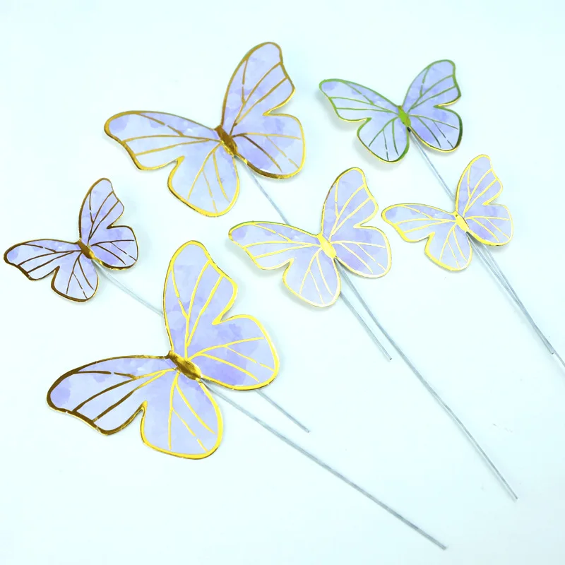 Elegant Butterfly Cake Toppers - Decorative Flags