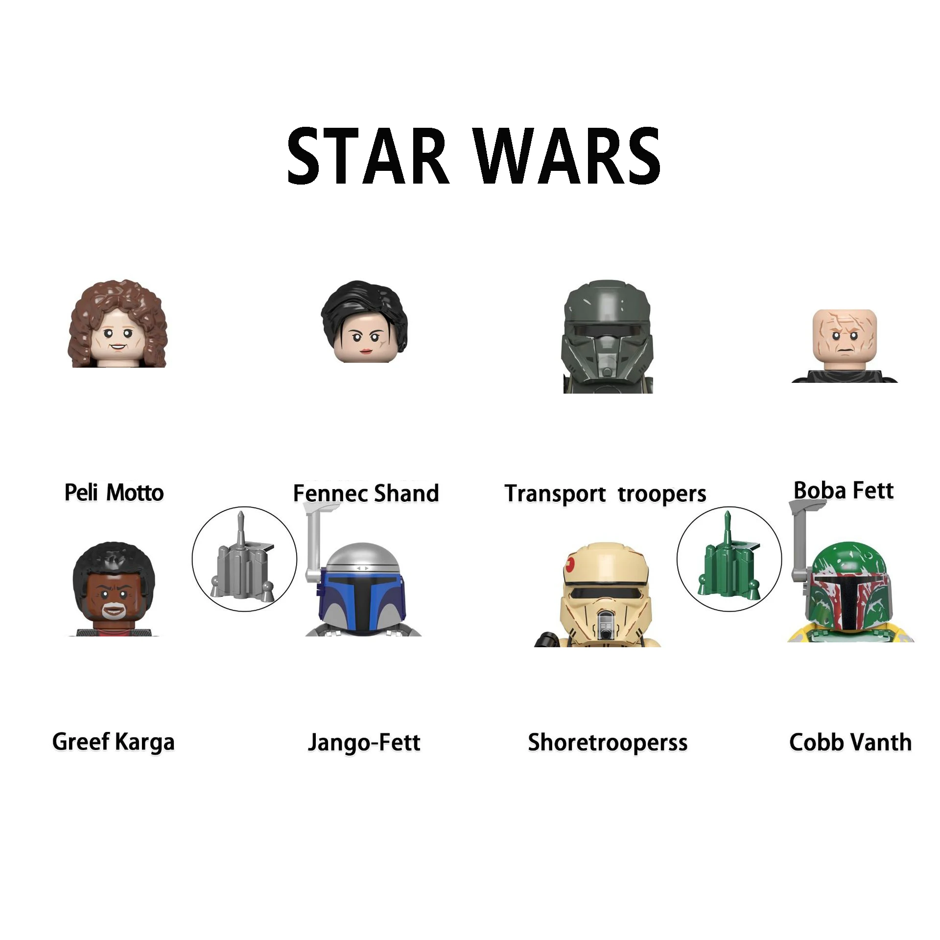 Wm6122 Building Blocks Jango Boba Fett Bricks Fennec Shand Figures Peli Motto Mini Figurines Cobb Vanth Figure Assembly Kid Toy