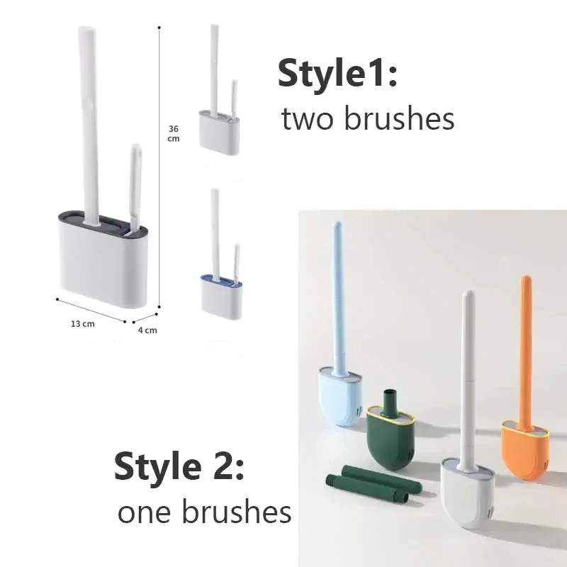1 Piece Punch-free Toilet Wall-mounted Toilet Brush Bathroom Multifunctional Cleaning Brush Household Silicone Cleaner
