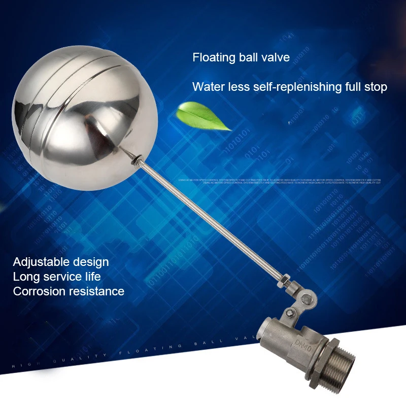 DN40 1.5"Tank Water Tower Float Ball Switch Control Body 304 Stainless Steel Control Water Level Float Ball Valve