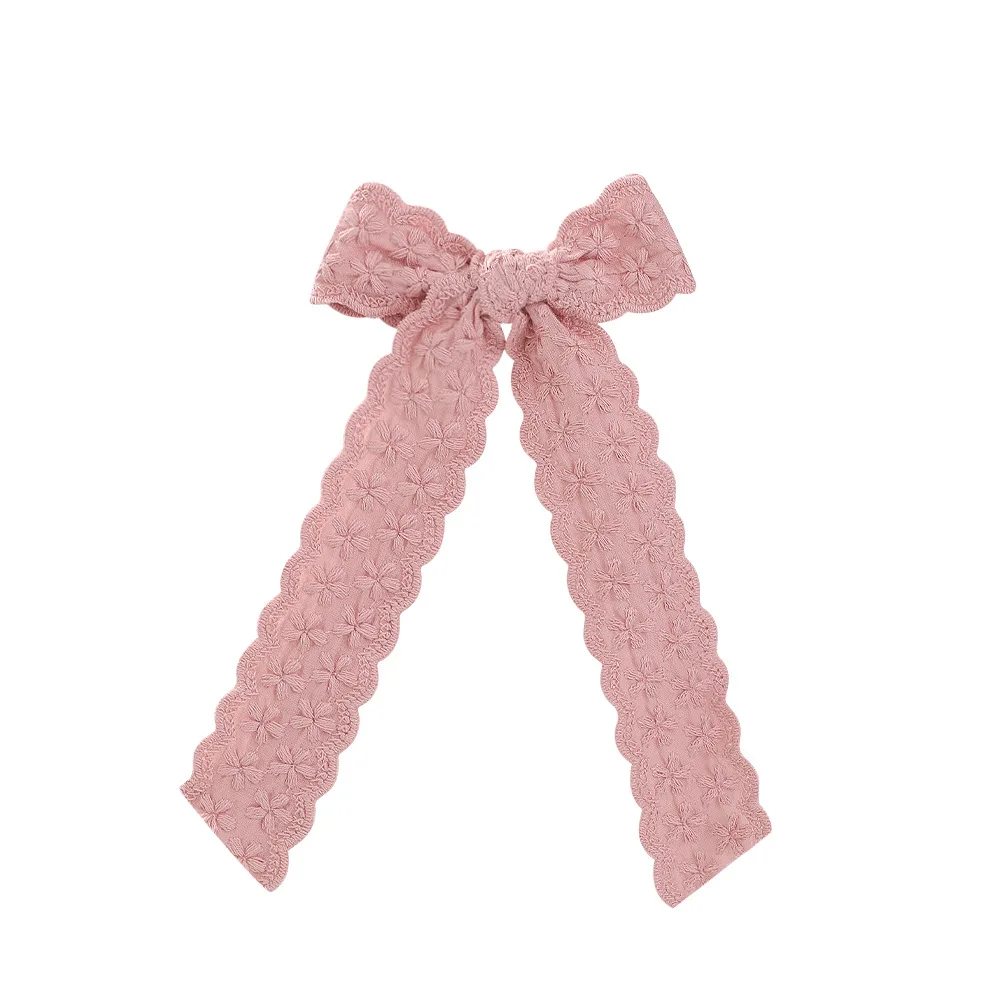 Hair Clips for Girls Cotton Lace Embroidered Sunflower Bows Hair Accessories Tails Kids Barrette Wrapped Hairpins Hairgrips