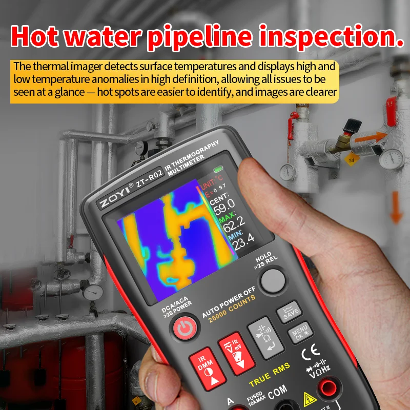 ZOYI R02 2 in 1 열화상 카메라 멀티미터 고정밀 적외선 열화상 카메라 멀티미터