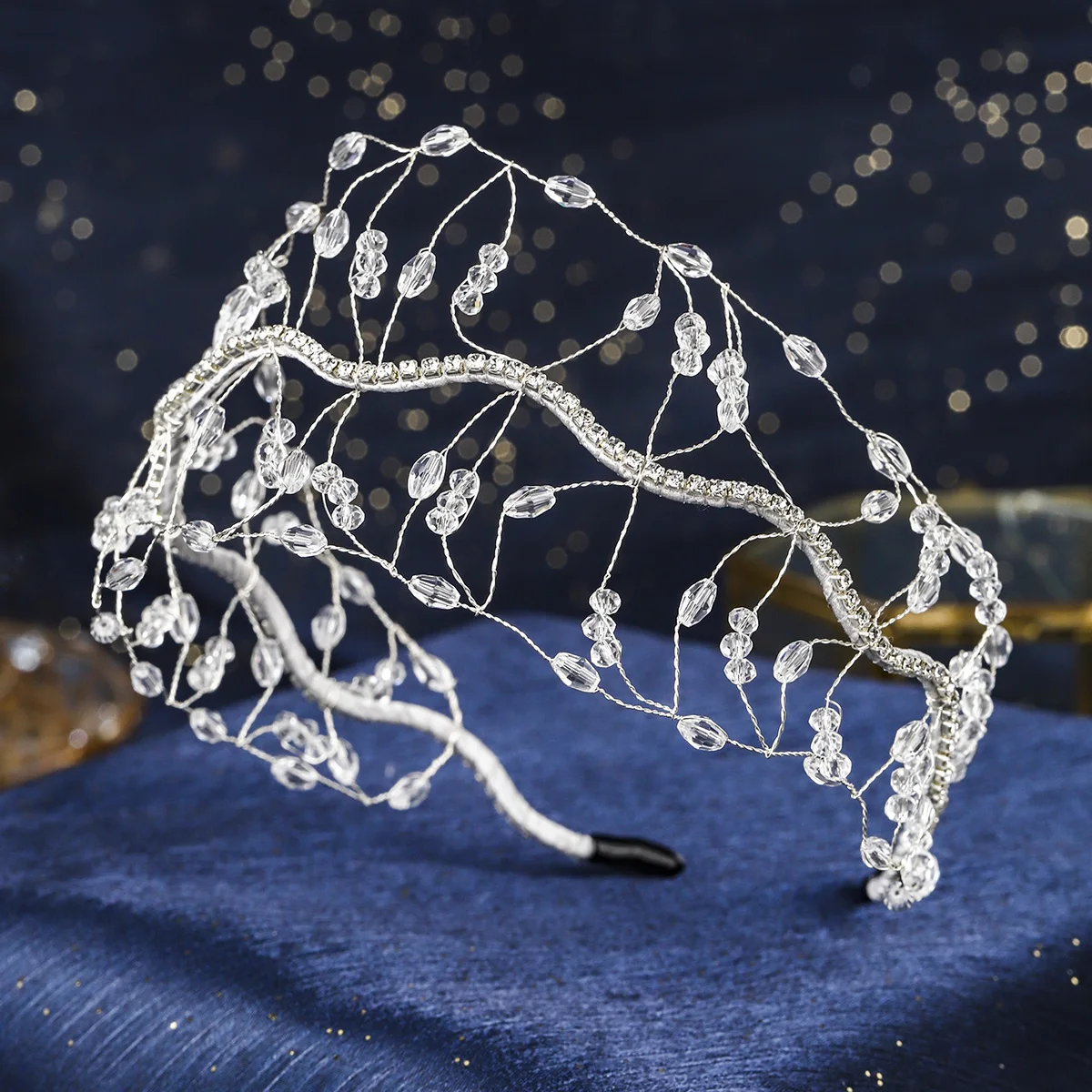Mode Kristall Perlen Haar Netzwerk Mori Elegante Haar Bands Für Frauen Braut Hochzeit Schmuck Haar Zubehör – Detail 7
