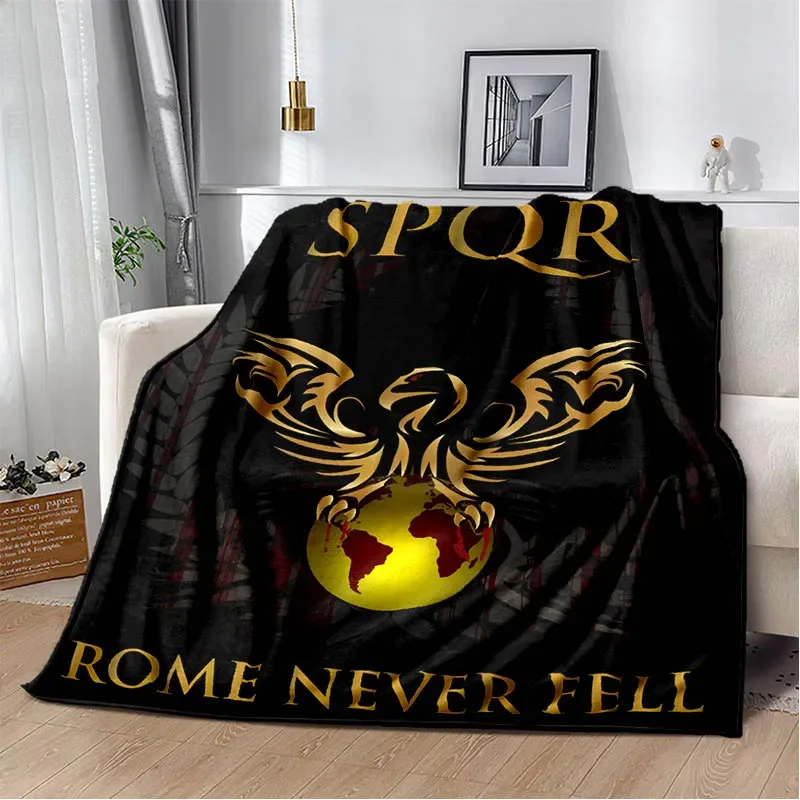 로마 SPQR 로고 인쇄 담요 패션 따뜻한 담요 부드럽고 편안한 담요 홈 여행 담요 생일 선물