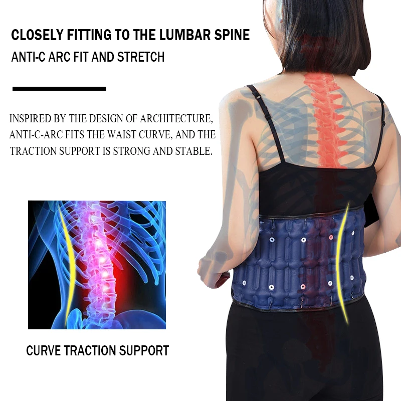 Waist Support Back Relief Belt Lumbar Traction Backach Waist Health Massager Parent Bone Care Inflatable Brace Massage Band