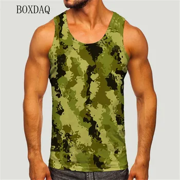 Men's Camoufiage Casual Sports Tanks Summer Sleeveless 3D Camo Print Basic Vest Fitness Workout Running Man Tanks Top Oversized