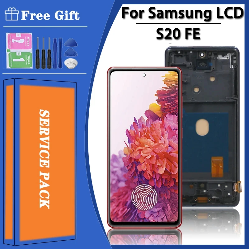 Super Amoled Per Samsung S20 Fe S20 Fan Editio G780 Lcd Touch Digitizer Per Samsung S20Fe 5G G781 S20 Lite Display Frame