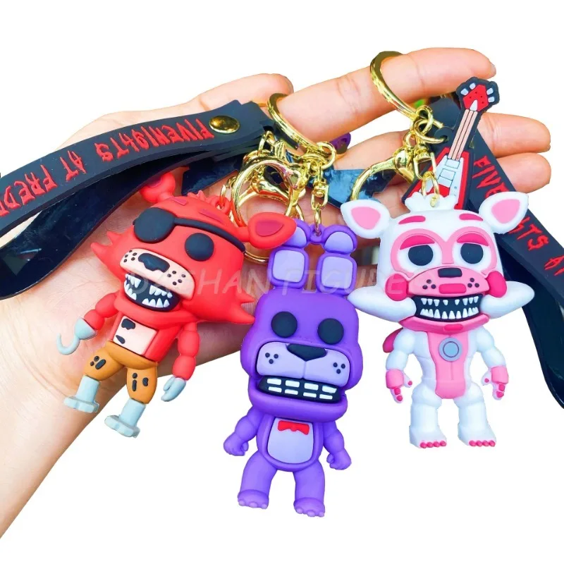 7Cm Fnaf Portachiavi Sundrop Moondrop Action Figure Bonnie Chica Figurine Pvc Portachiavi Collezione Funtime Foxy Pendenti Modello Giocattoli