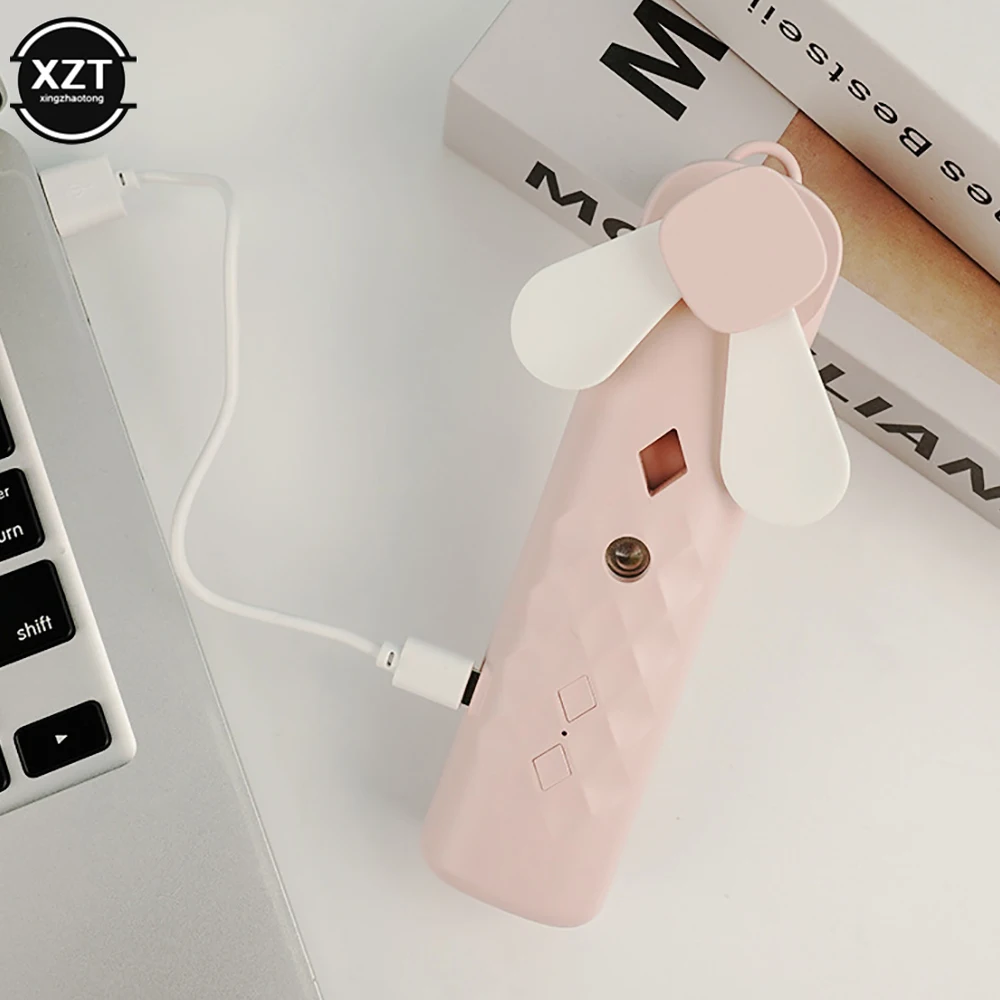 2 In 1 Portable Mini Fan Humidifier USB Rechargeable Handheld Fan Water Spray Mist Face Steamer Air Conditioner Cooling air humidifier mini fan