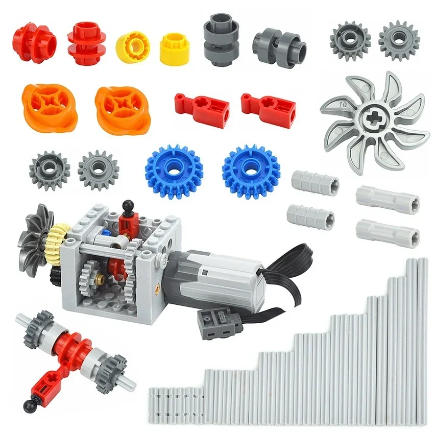 MOC 6542 18947 technical Driving Clutch Shift Clutch Transmission Gear Series Building Blocks Gearbox Axle Connector Brick Leduo 1