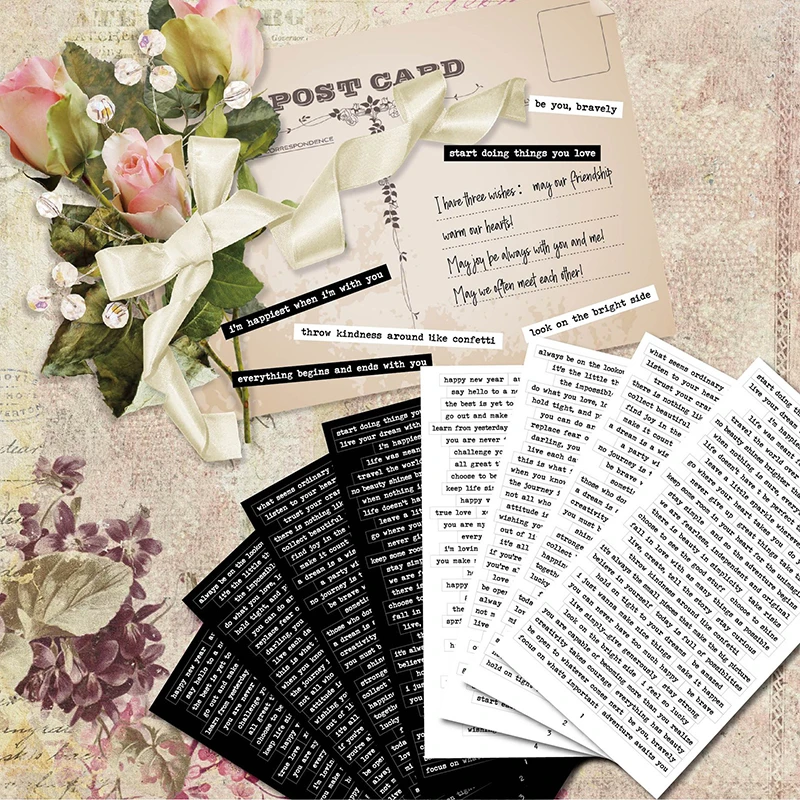 406PCS Vintage Small Talk Text Collection Stickers DIY Scrapbooking Collage Phone Diary Album Happy Plan Gift Decoration