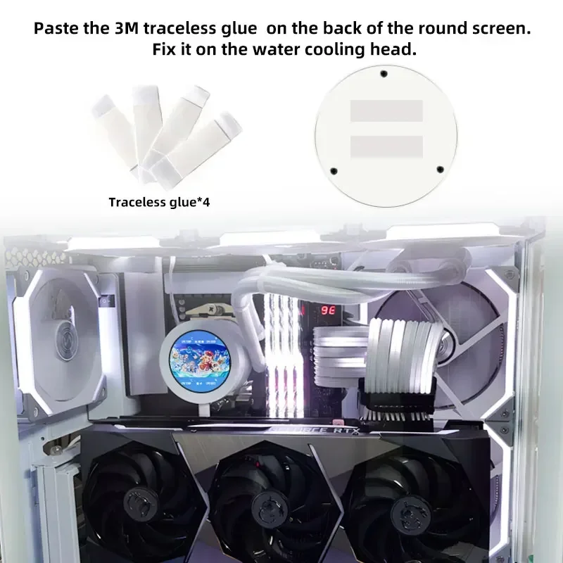 Wisecoco 2.1 inch DIY Circle Display Computer Case Water Cooling Monitor Device 5
