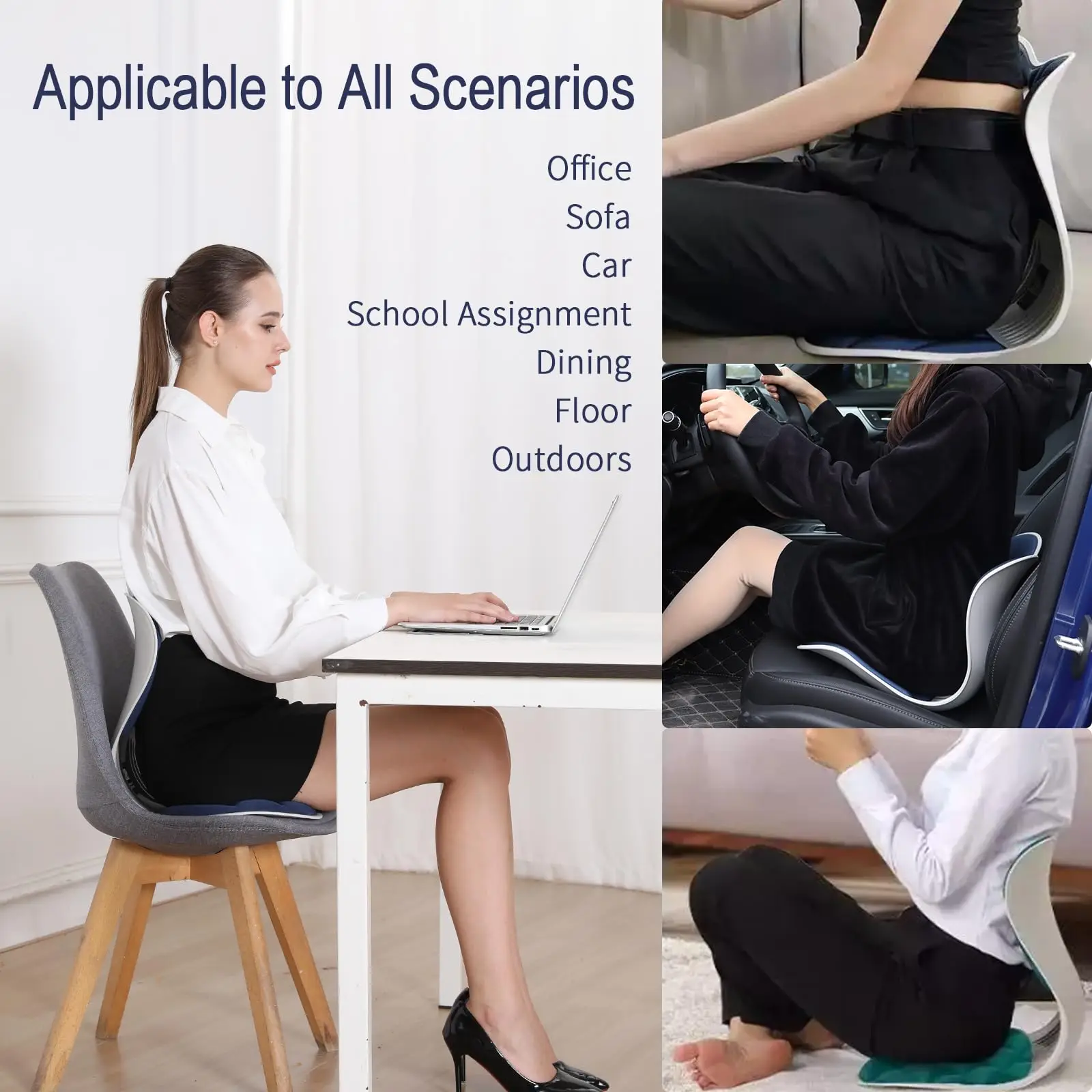 Folding Seat Cushion Sitting Posture Correction Chair Bed Cushion Back Lumbar Support for Kids Adults Office Back Pain Relief 6