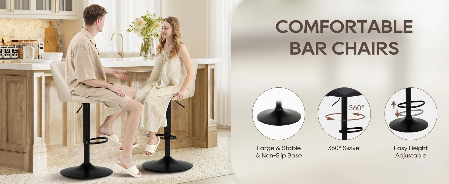 Comfortable kitchen stools with full backrest