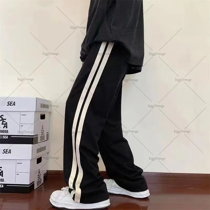 American Classic Retro Striped Design Fashionable Versatile Casual Pants Men Street Hip-hop Harajuku Casual Loose Trousers Women 3