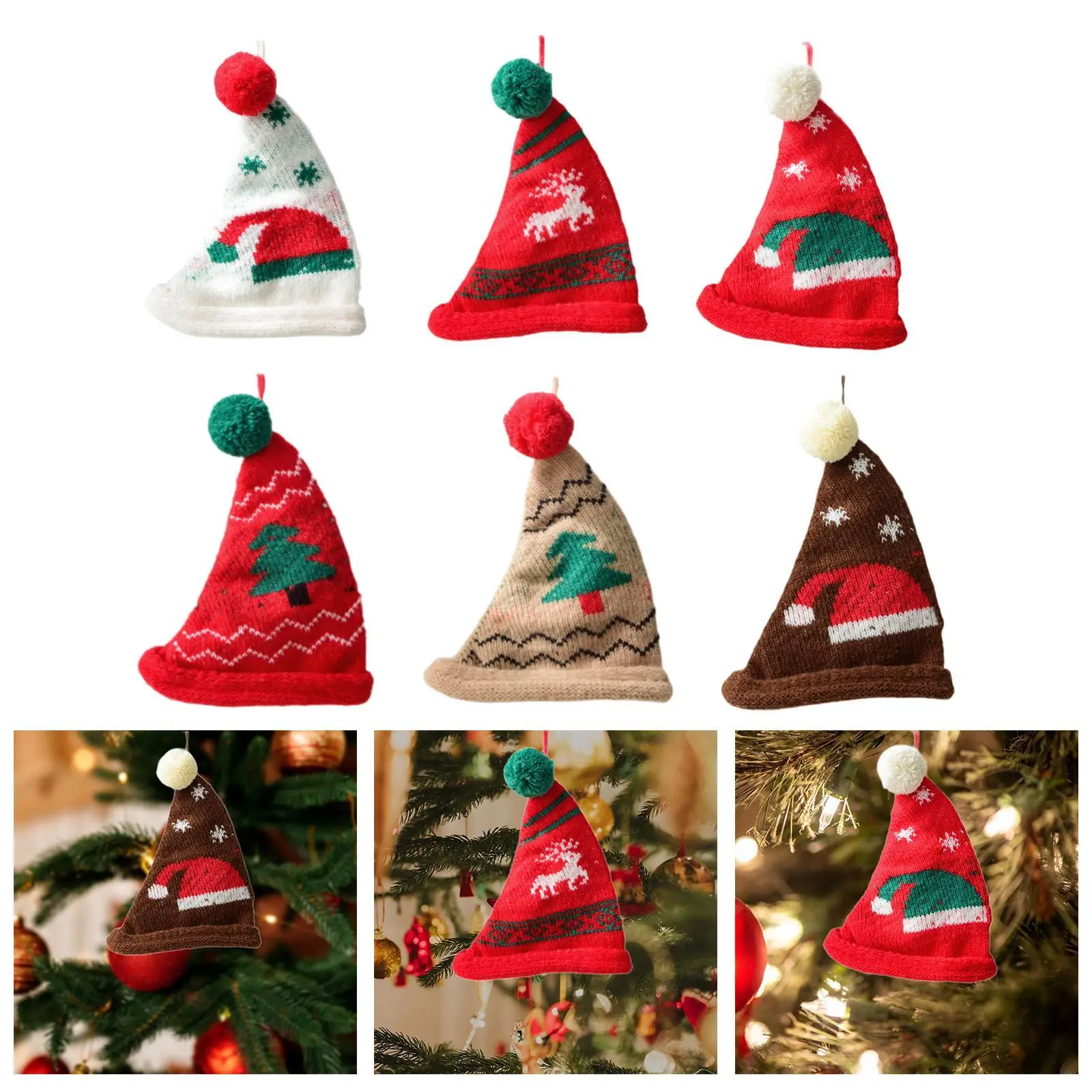 Mini Christmas Decoration Hat Knitted Hat Soft for Holidays Hotel Farmhouse