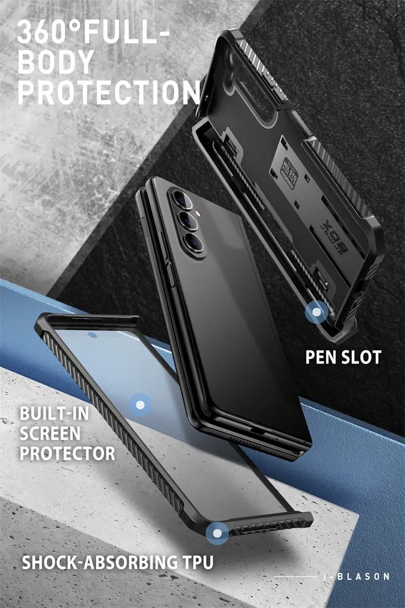 I-BLASON For Samsung Galaxy Z Fold 5 Case 2023 Armorbox Full Body Heavy Duty Shock Reduction Case with Built-in Screen Protector