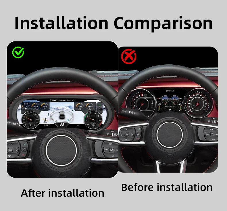 12.3'' full HD LCD Digital Instrument Cluster For Jeep Wrangler JL/Gladiator 201