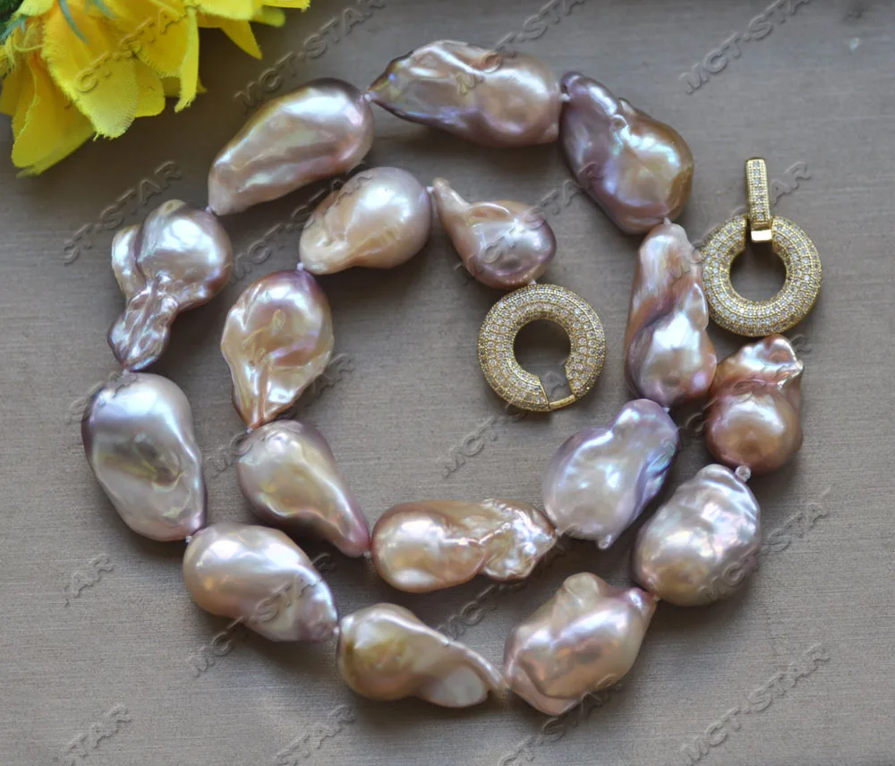 

MTC · STAR Z12770 18 "26 мм розово-Лавандовое искусственное жемчужное ожерелье CZ