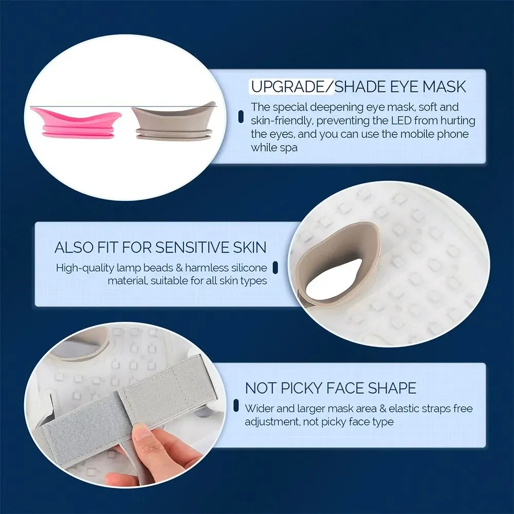 LED Facial Mask Foreverlily Face Neck Silicone 7 Colors LED Light Photon Therapy 3D Flexible Facial Beauty Mask Skin Brighten Skin Care