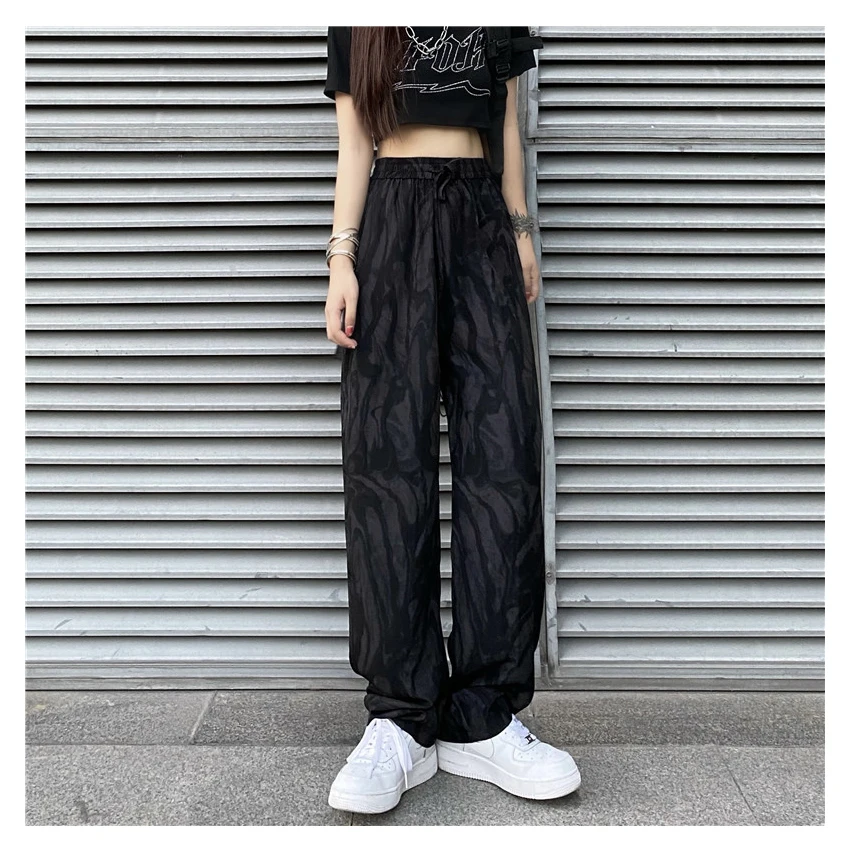 

Thin Pants Women's Summer Ins Chiffon Tie Dyed High Waisted Straight Leg Pants Loose And Slim Wide Leg Pants Casual Pants Trend