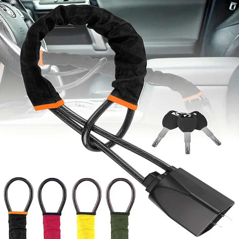 All-in-one Universal Anti-theft Device for Car Steering Wheel Safety Belt Buckle Steel Cable Steel Wire Rope