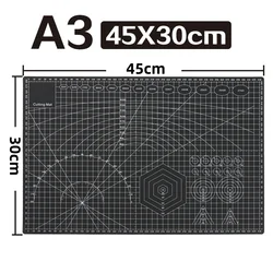 Double-Sided Self-Healing PVC Cutting Mat for DIY Crafts and Art Projects (Black A3)