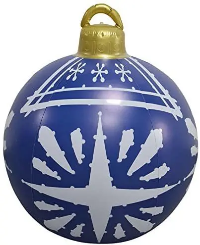 Bola inflable navideña para exteriores de 60 cm decorada con PVC, bolas grandes con luz brillante, bolas decorativas para árboles, pelota de juguete para exteriores