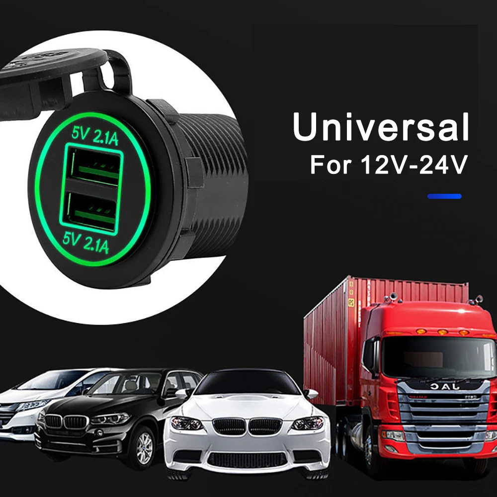 Universal Waterproof  4.2A Dual USB Fast Charger Car Cigarette Lighter Socket  DC12V-24V for Marine RV Boat Motorcyc