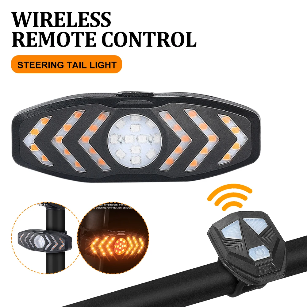 

Universal Bicycle Taillight With Horn USB Rechargeable MTB Road Bike Tail Light Turn Signal Warning Signal With Remote Control