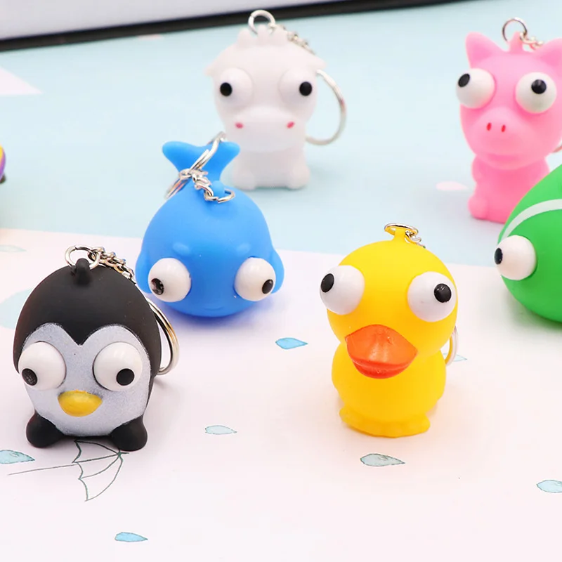 4 Pcs Fidget Toy Cartoon Animal Squeeze Antistress Toy Boom Out Eyes Doll Vent Toy Stress Relief Toy Figure Keychain infinite squeeze edamame toy pink peas beans keychain squishy fidget toys decompression anti stress reliever antistress toy