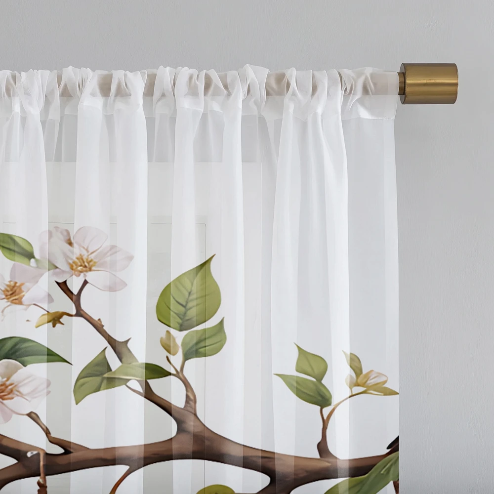 2 Pieces HD Digital Seven Color Bird Flower Figure Printed Window Valance Home Decorating Style Decorative Living Room Bedroom R 5