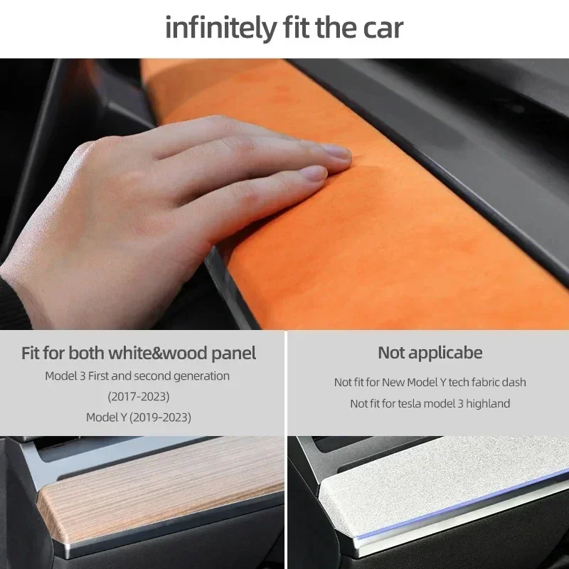Betterhumz for Tesla Model 3 Y Car Interior Dashboard Door Panel Cover Made of Alcantara Decals Accessories