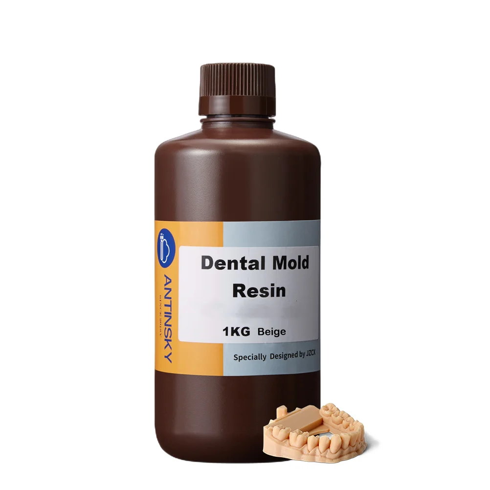 Antinsky Temporal Modelo Dental Resina para DLP LCD Impresora 3D Resina 405nm Alta Precisión Alta Dureza Tiempo de Curado Rápido Dientes Aspecto Texturizado Color de Dientes A1 500g