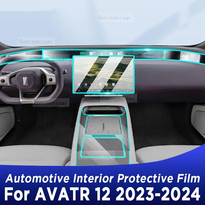 

For AVATR 12 2023 2024 Gearbox Panel Dashboard Navigation Automotive Interior Protective Film TPU Anti-Scratch Sticker
