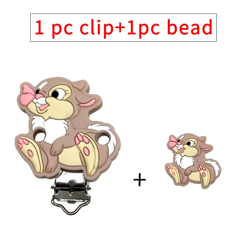 Silicone Pooh Dumbo Mickey Teething Beads Food-Grade Chewing Teeth Bead DIY Nipple Chain Jewelry Accessories 2pcs