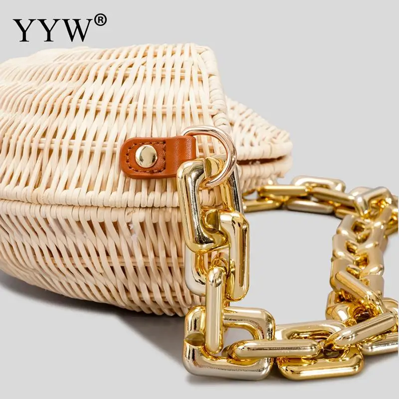 Fashion Thick Chains Rattan Conch Women Shoulder Bags Design