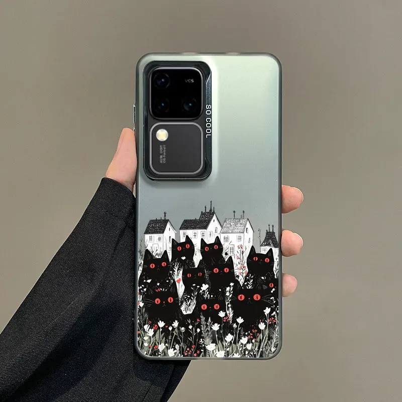 Für Samsung S25 S24 S23 S22 Ultra Plus S21 S23 S24 FE Laser Telefon Fall Cartoon Schwarz Gruppe Von Katzen stoßfest Zurück Abdeckung Fundas – Detail 6