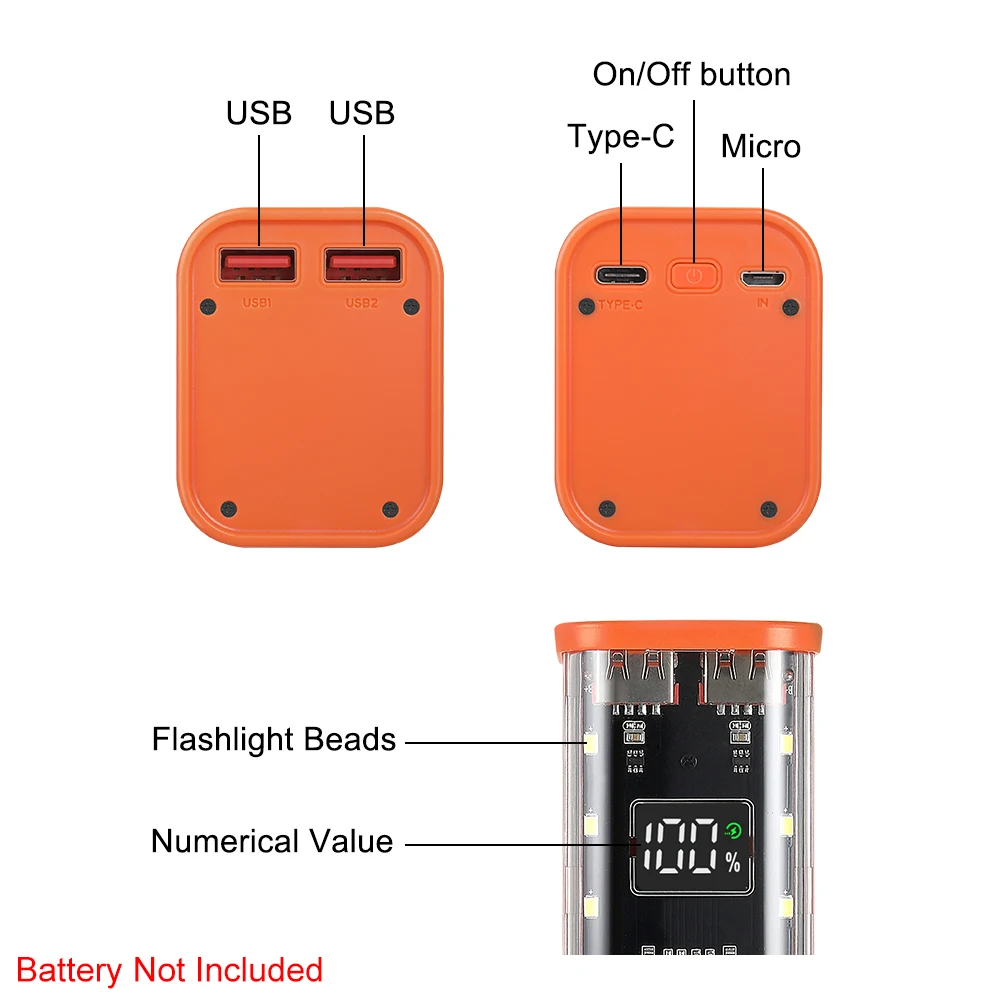 Power Bank Case 8 Slots 18650 DIY Fast Charging large Capacity Digital Display Battery Storage Xiaomi Huawei