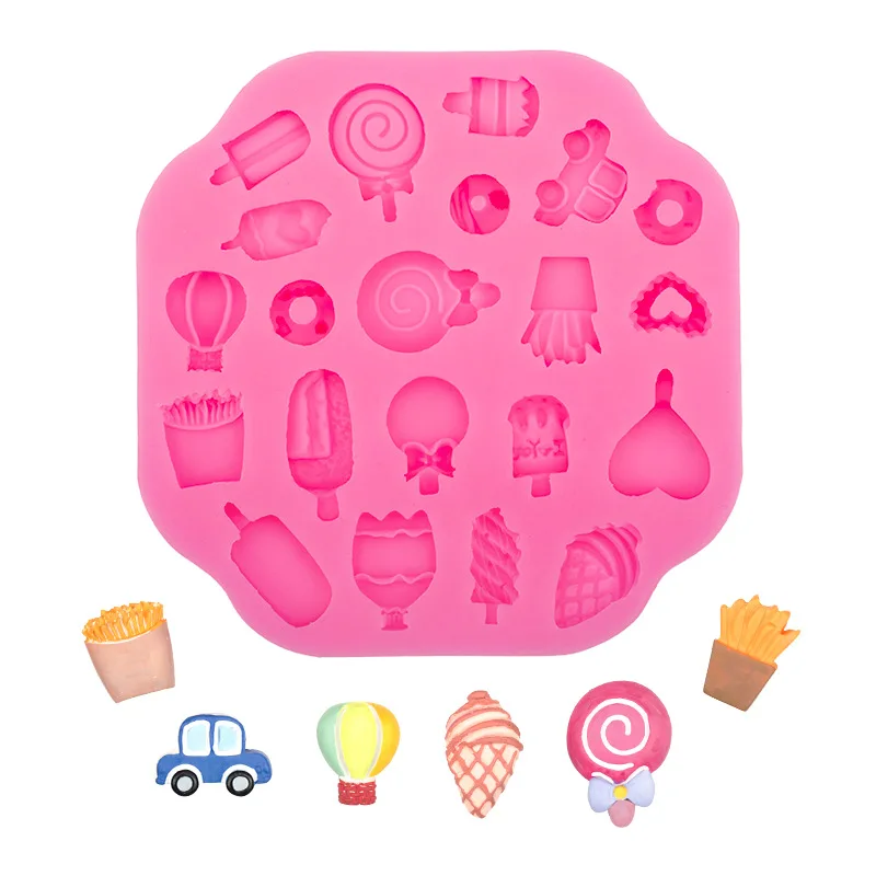 

3D Силиконовая форма в форме мороженого, конфет, «сделай сам», Пончик, помадка, желе, мусс, украшение для шоколадного торта, инструмент для выпечки, глина, мастика, смола, форма