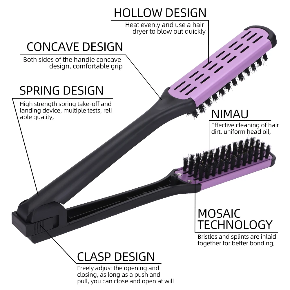 Dual-Sided Wooden Hair Straightening & Styling Brush for Smooth, Frizz-Free Hair