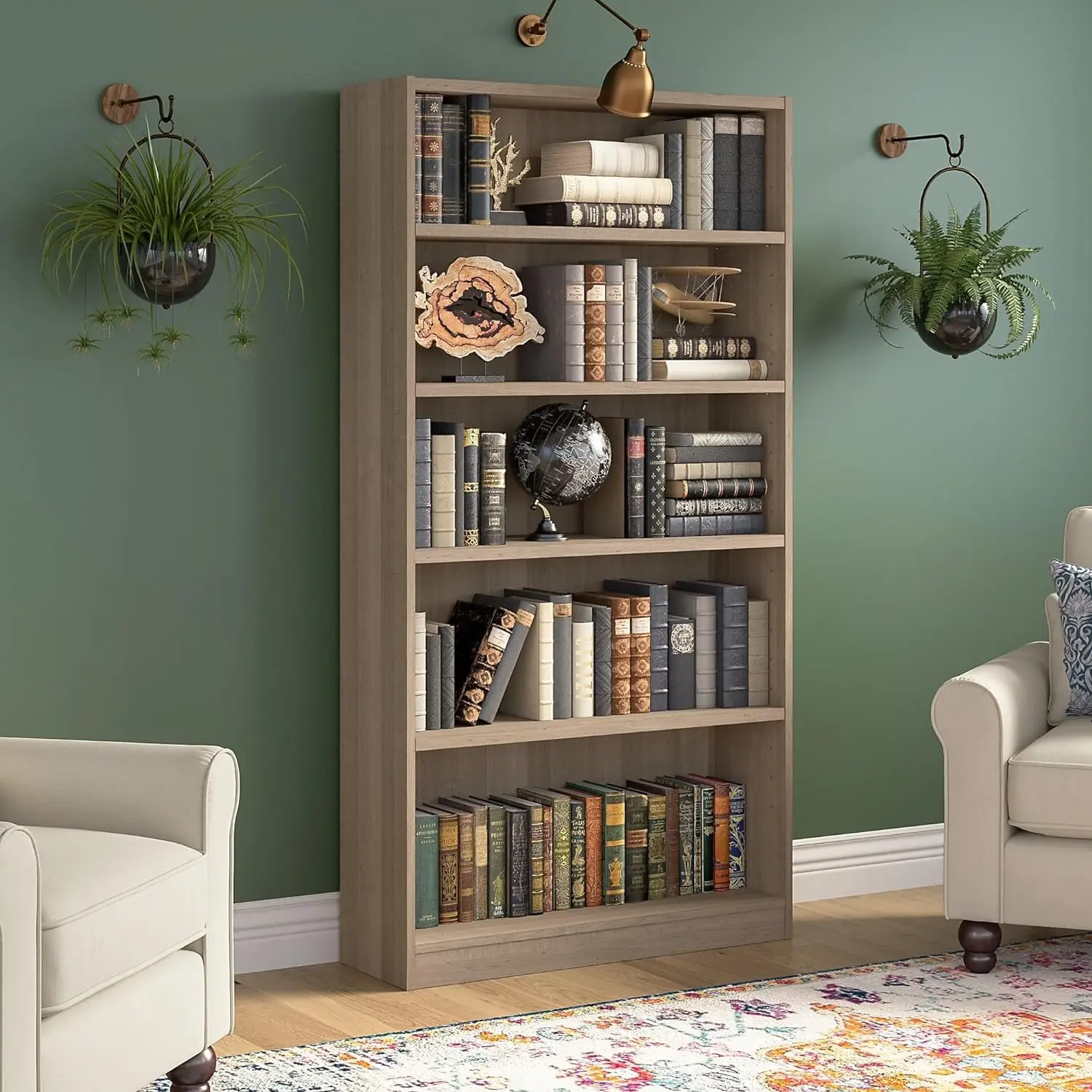 

Bush Furniture Universal Tall 5 Shelf Bookcase in Ash Gray