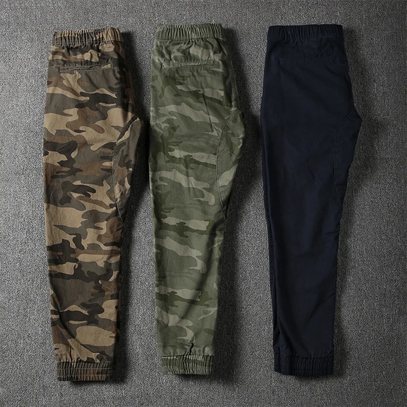 Men's Fashion Autumn Pants Mid Waist Casual Pants Cotton Camouflage Cargo Pants Overall Trousers Outdoor Jogger Pants