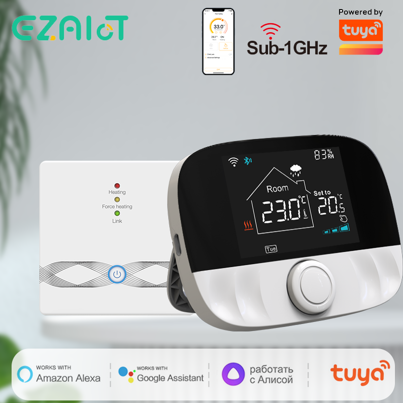 RF Wireless WiFi Thermostat for Gas Boiler Floor Heating Tuya Battrery USB Smart Temperature Controller Alice Google Home Alexa